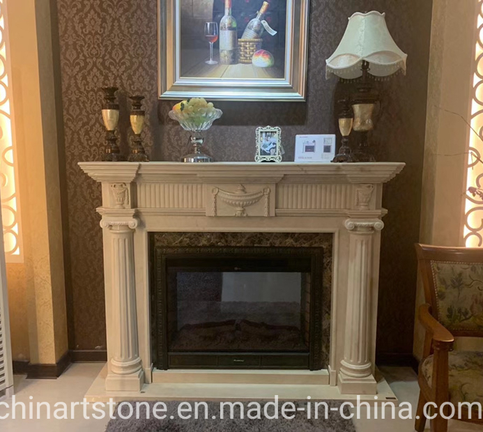 Wholesale White/Black Jade Stone Marble Fireplace for House Decoration