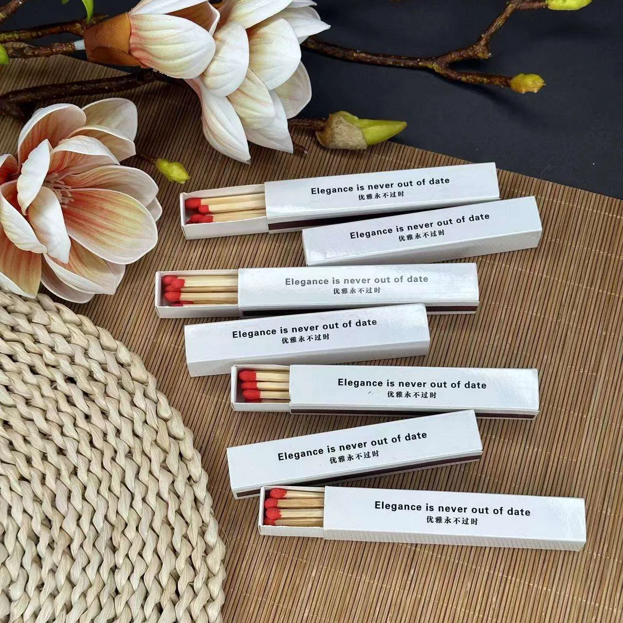 for Candle Hotel Promotional Matches Long Wooden Stick White Box with Matches High Quality Box with Customize Logo Matchbox