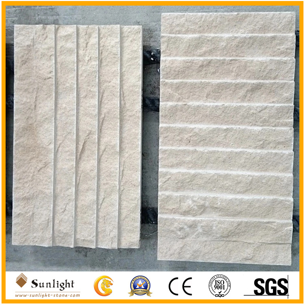 Natural Chiselled Surface White, Beige Limestone for Wall Tiles Decoration