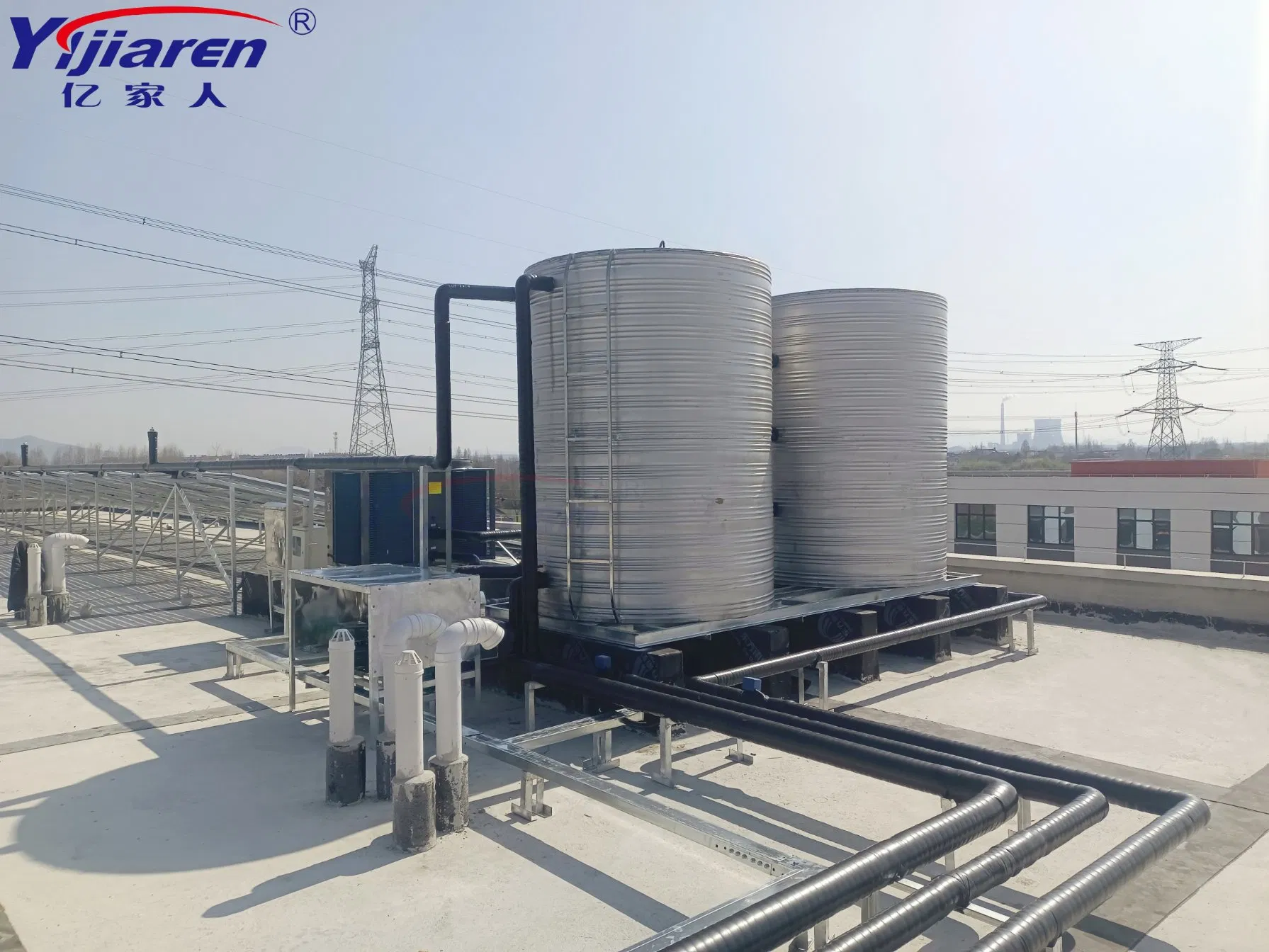 Thermodynamic Energy Saving Solar Collector Hybrid Commercial Air Source Air to Water Heat Pump Heater Solution