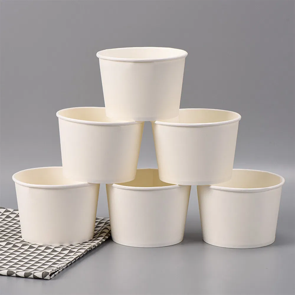 Disposable 32oz White Paper Bowl with Lids Custom Logo Wholesales Food Container