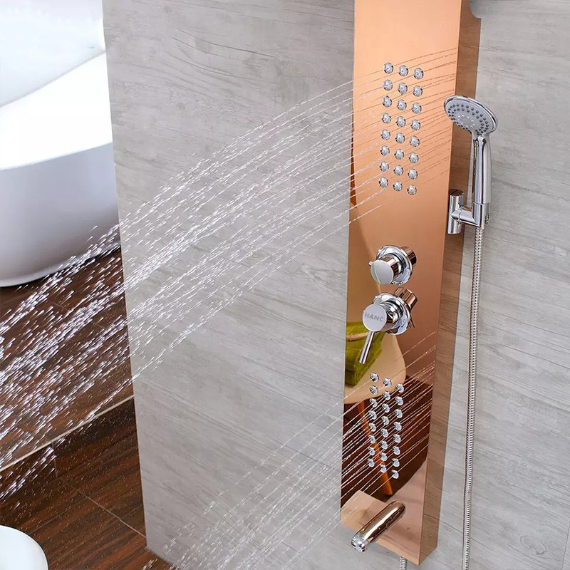 304 Stainless Steel Shower Faucet Column Electronic Bath Waterproof Free Standing Shower Panel System