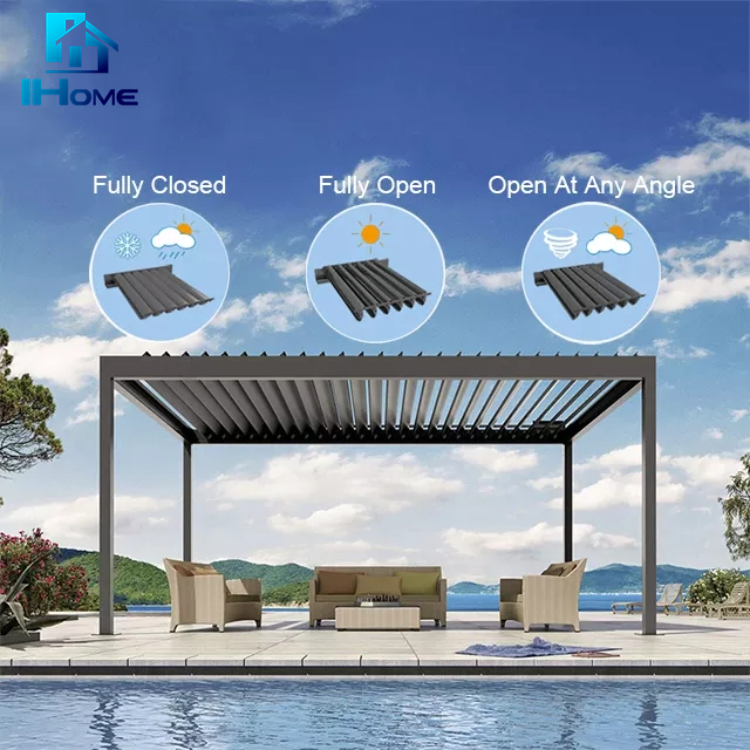 Garden Aluminum Pergola Roof Kits Patio Cover Gazebo Louvered Roof Canopy Pergolas