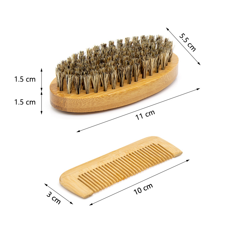 Pure Boar Bristle Beard Brush Set Wood Beard Comb Kit Facial Hair Brush for Men