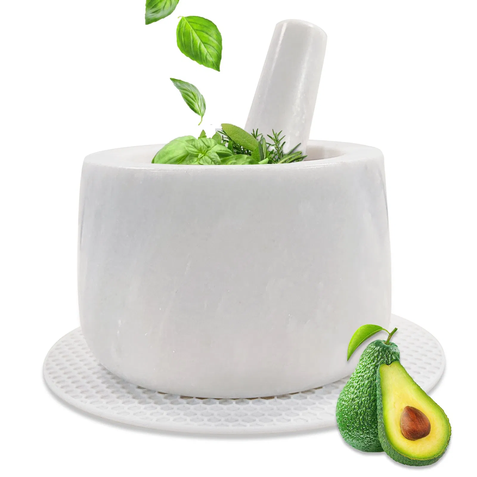 Marble Stone Grinder Bowl for Grinding Herbs Spices Marble Mortar and Pestle