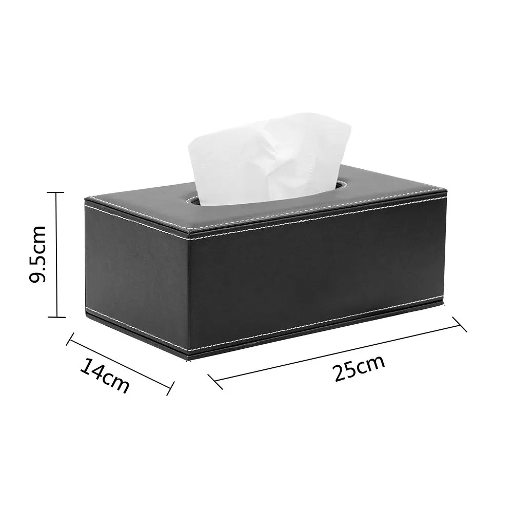 Custom Design Rectangular PU Leather Facial Tissue Box