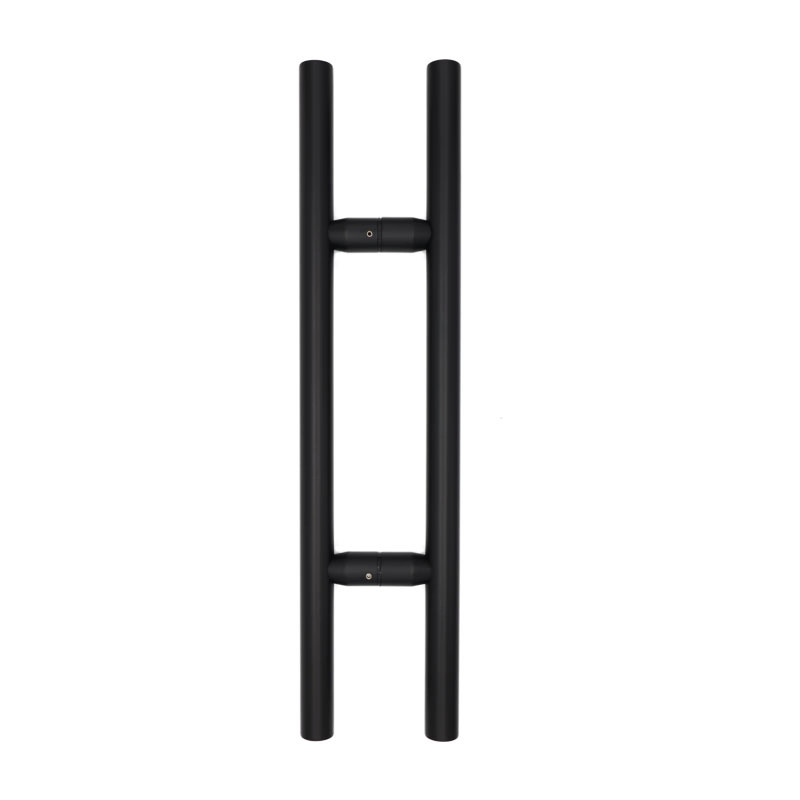 Modern Commercial Matte Black 8" Ladder Style Back-to-Back Glass Door Pull Handles