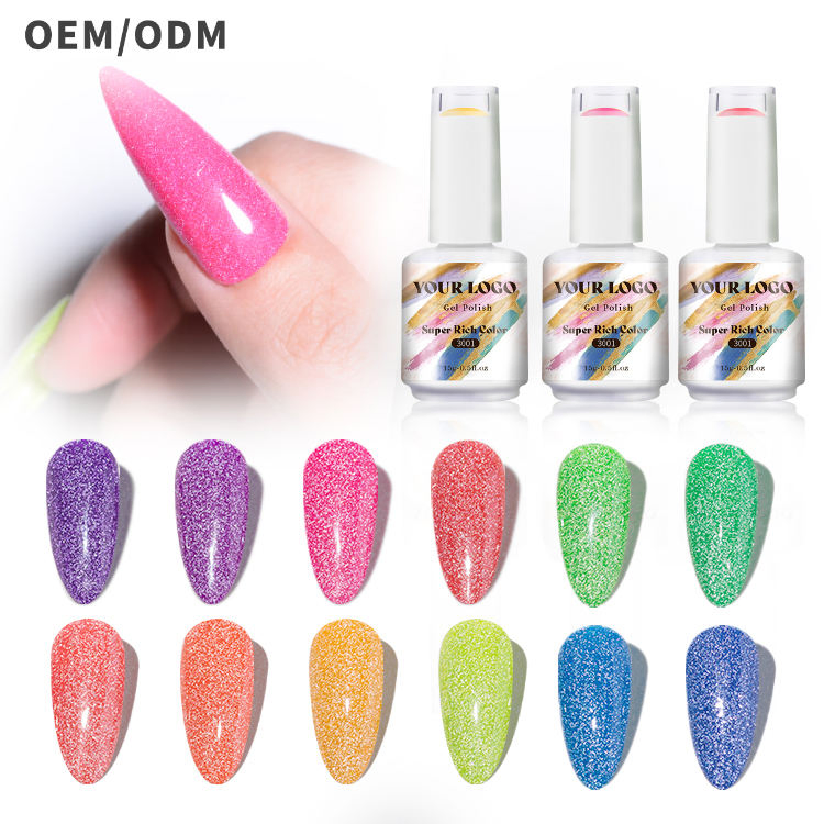 Custom Private Label Supplies Gel Nail Neon Reflective Polish Gel Nail Art for Nail Salon