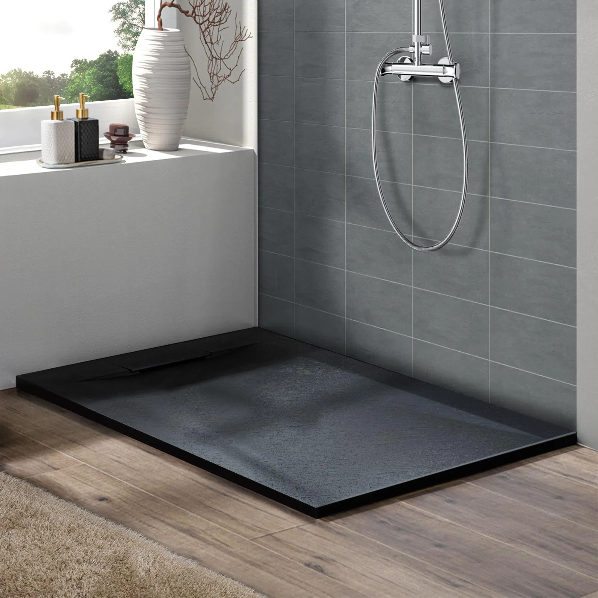 High Strength Frame Solid Structure Firm Fiberglass SMC Bathroom Shower Tray