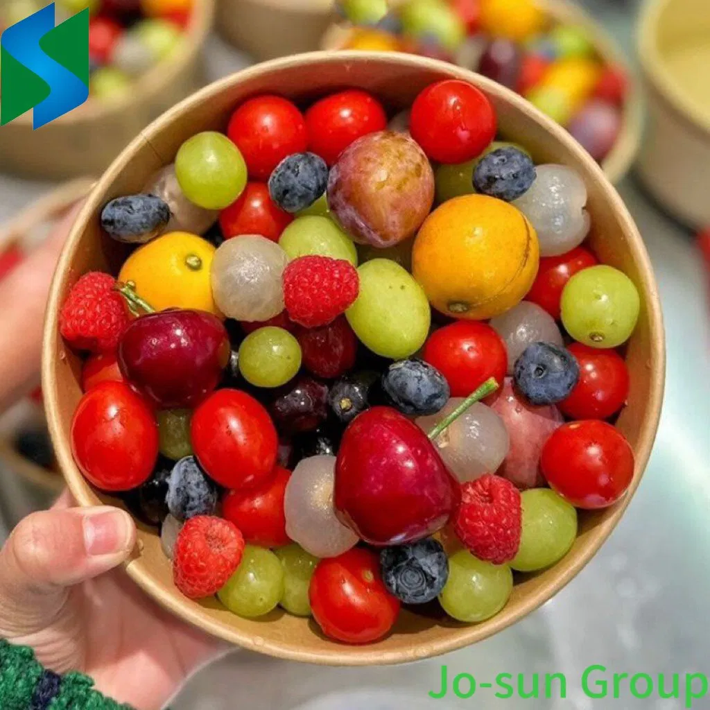 Jo-Sun Custom Disposable Kraft Food Paper Water and Oil Proofing Bowl Lunch Salad Bowl with Logo