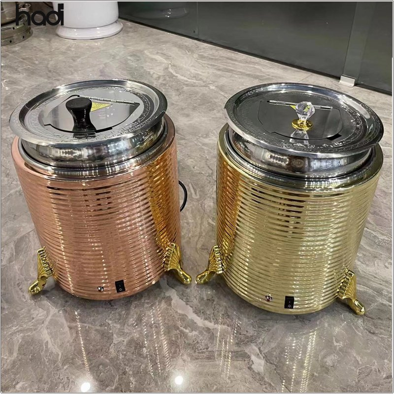 Hadi Hotel Restaurant Commercial Warm Soup Pots 10 Liter Rose Gold Color Electric Kettle Stainless Steel Buffet Food Warmer for Soup
