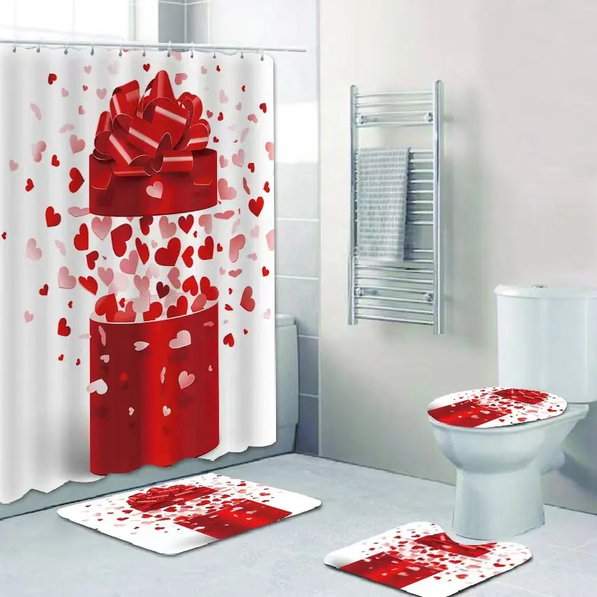 High Quality Heavy Duty Fabric Waterproof Bathroom Navy Blue 230GSM Waffle Weave Shower Curtain with Snap-in