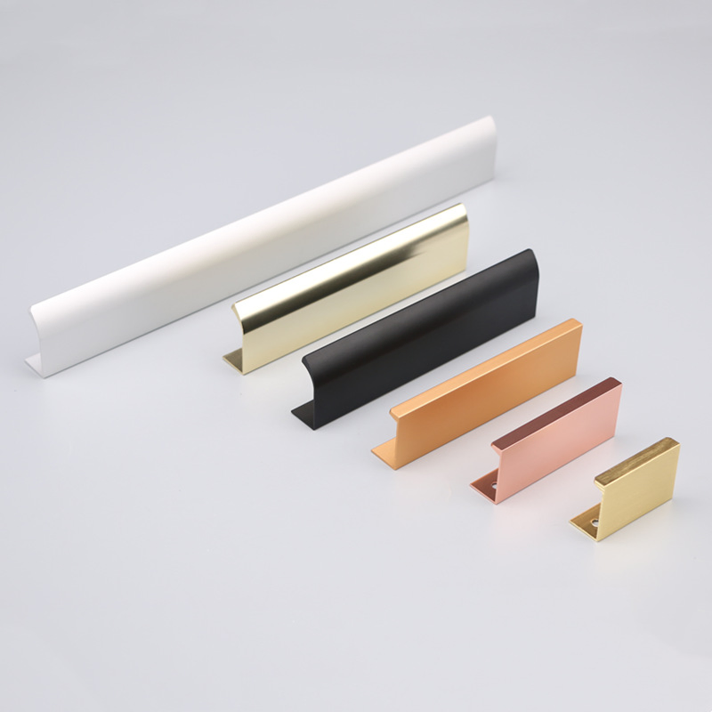 Wholesale Modern Matt Black Gold Aluminum Hidden Concealed Kitchen Cabinet Door Dresser Wardrobe Cupboard Pull Handle
