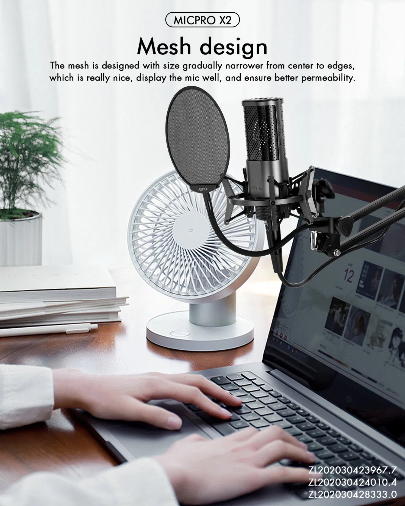 X2 Studio Condenser Microphone with Large-Diaphragm for Recording & Live Streaming