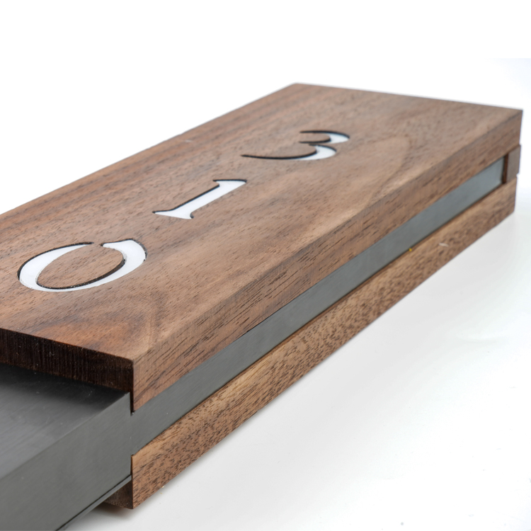 Gtd Customized Walnut Stainless Steel Hotel Room Door Number Signage Plate