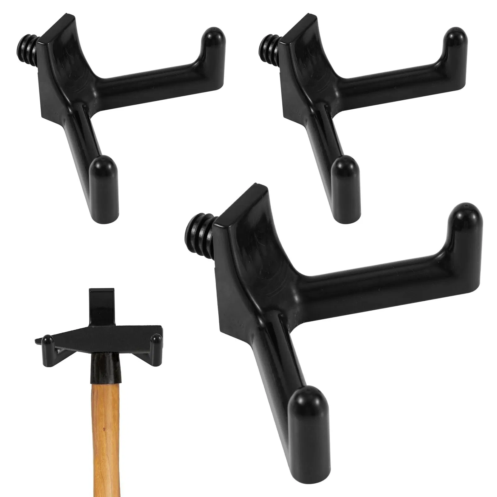 Black Tool Hooks Utility Double Head Design Garden Storage Shed Hanger Essential Garage Wall Organization Accessories for Shovels Rakes