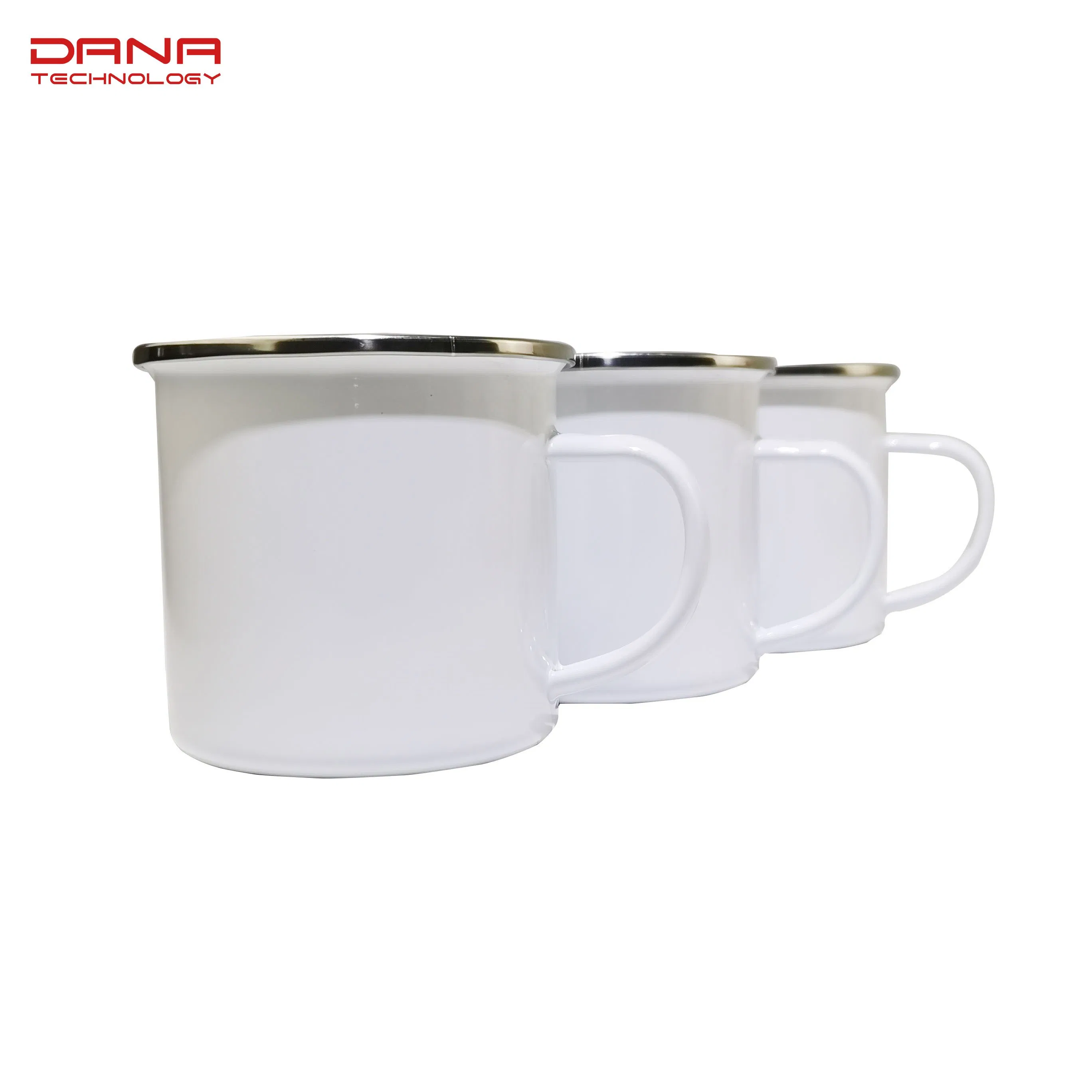 Stainless Steel Rim 11oz 350ml Traveling Enamel Carbon Steel Coffee Mug