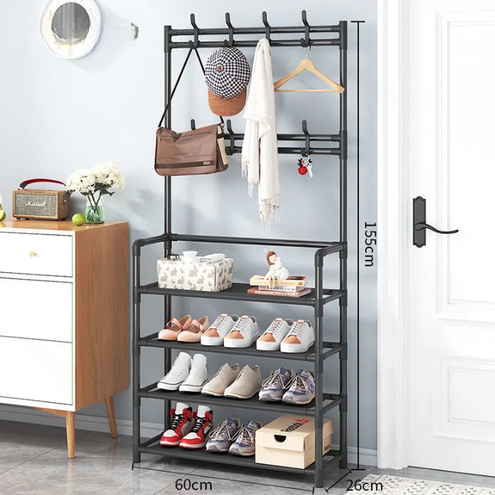 Minimalist Shoe Stand Vertical Space Saver Washable Fabric Cover Sturdy Construction