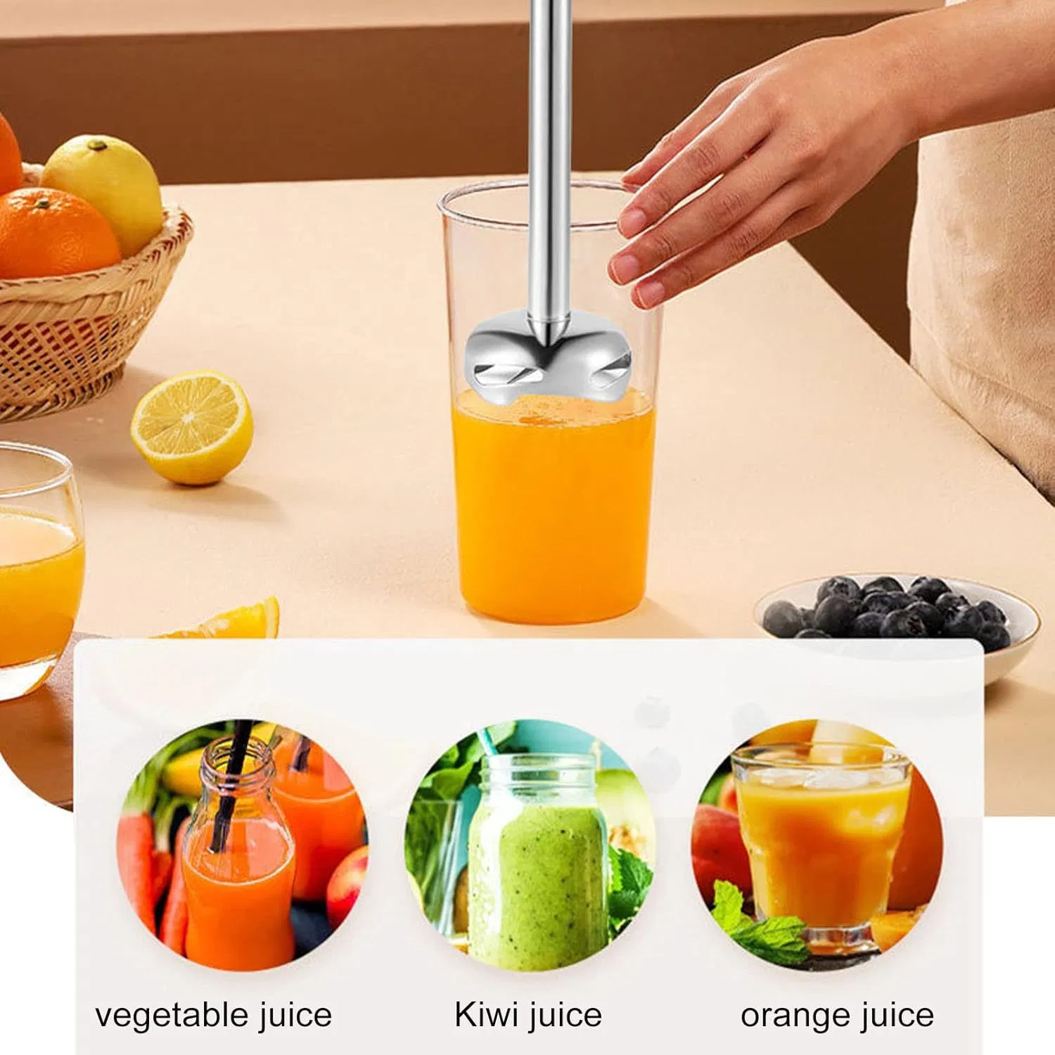 Electric Multifunctional 4-in-1 Stainless Steel Handheld Mini Blender
