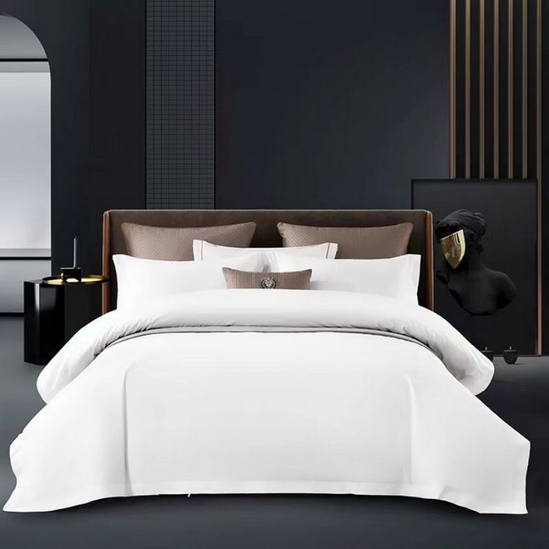 Microfiber Polyester Plain White Hotel Bedding Four-Piece Set Customized Hotel Home Textile Homestay Supplies King Bed Sheets Duvet Quilt Cover Bedding Set