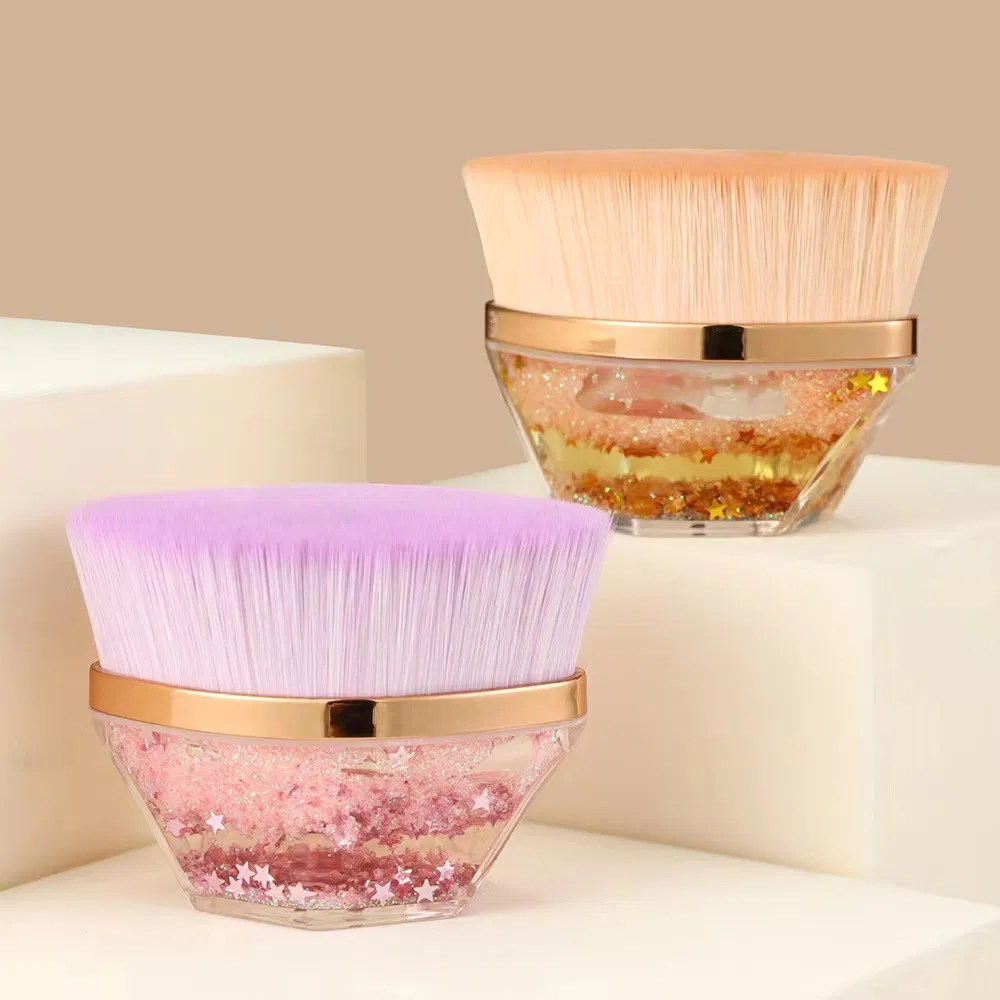 Luxury Beauty Tools Acrylic Quicksand Foundation Makeup Brush Vegan Bling Shiny Diamond Handle