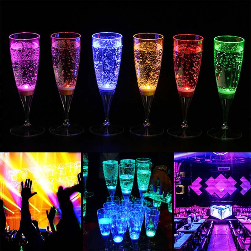 Custom Logo Printing Bar Party Favors Night Club Lights Barware Liquid Activated Light up LED Wine Champagne Wine Cup