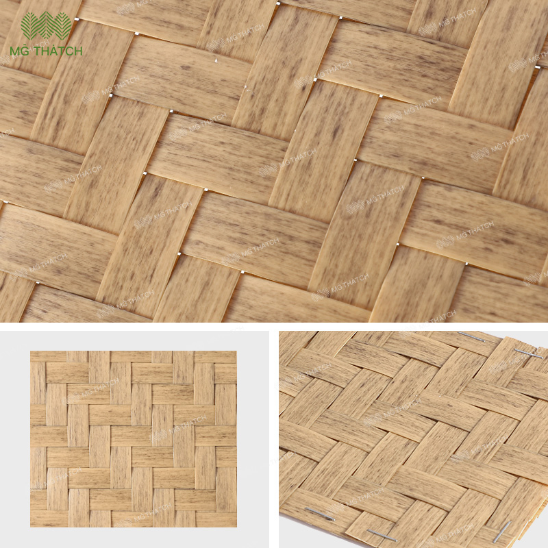 Faux Plastic Bamboo Synthetic Rattan Weaving Sheet Fireproof Roof Ceiling Materials