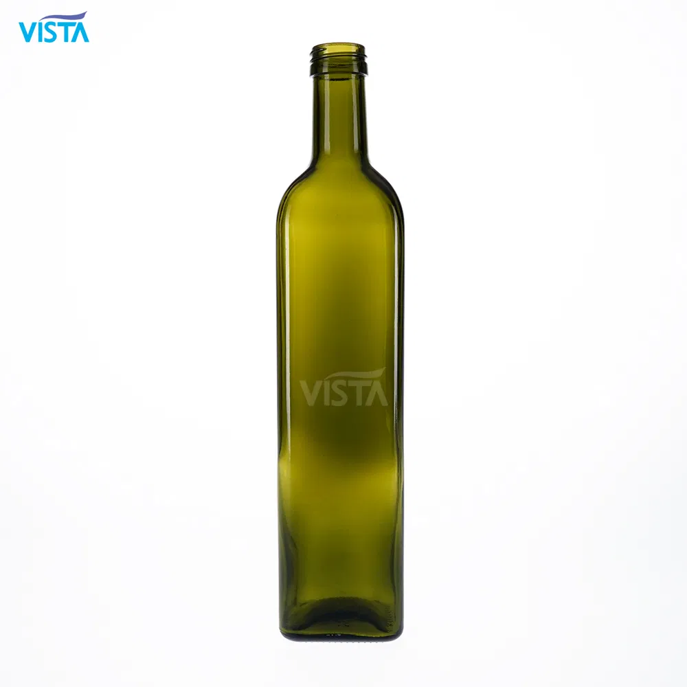 250ml 500ml 750ml 25cl 50cl 75cl Premium Quality Marasca Glass Antique Green Dark Green Olive Oil Bottle Square Bottle for Screw Cap
