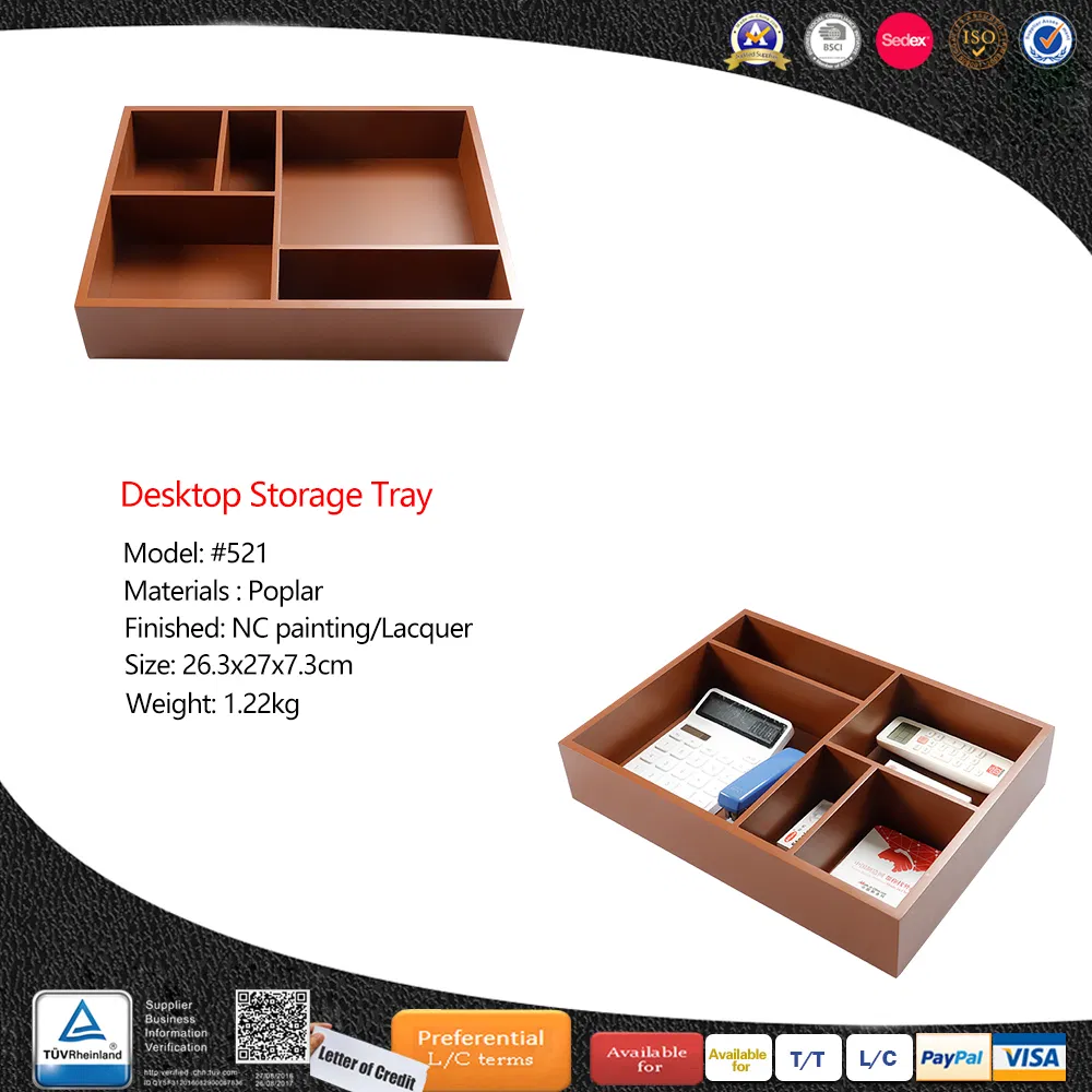 Design Home Office Wooden Table Desktop Storage Tray Desk Organizer