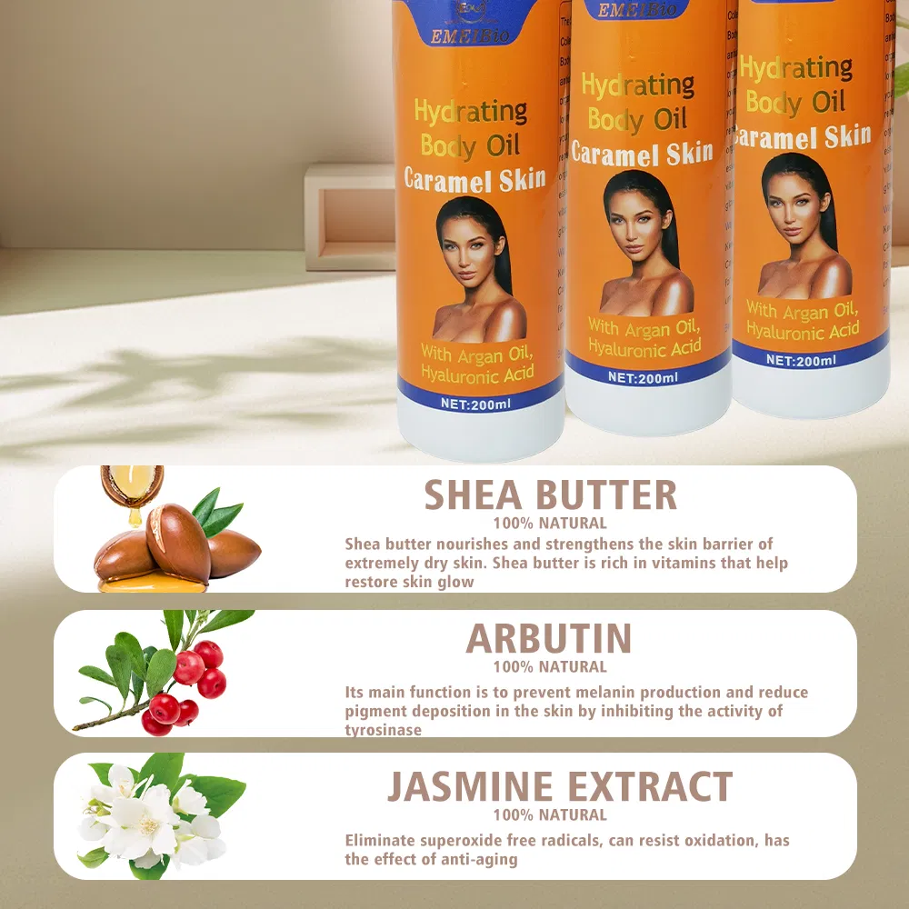 Hot Selling Product Caramel Colored Skin Care Oil Brightens The Body Moisturizes The Skin Brightening Body Oil