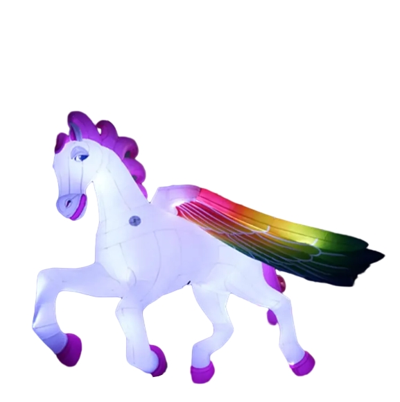 Large Inflatable White Horse Mascot with Flying Wings
