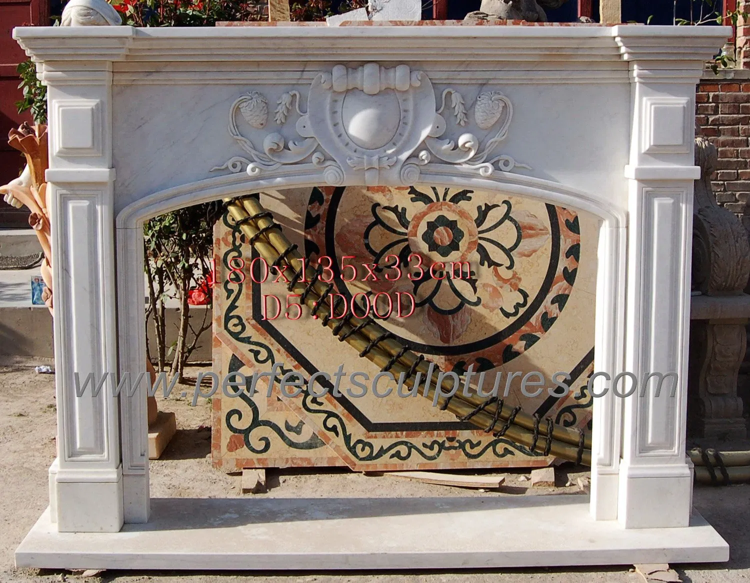 English Style Gothic Fireplace Surround with Carrara White Marble (QY-LE122)