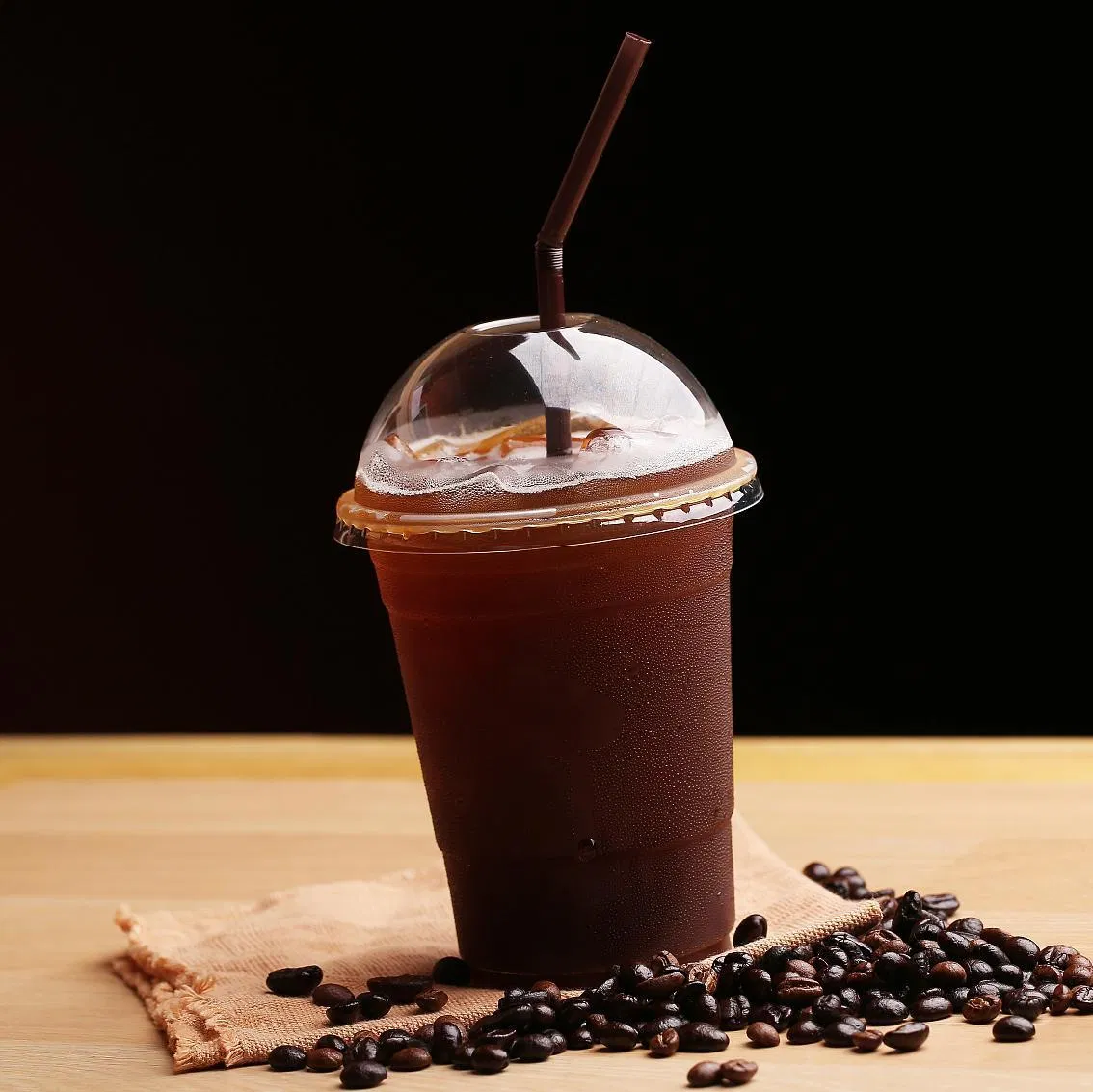 Clear Disposable Ice Cream Boba Bubble Milk Tea Cup Plastic Cup with Lids