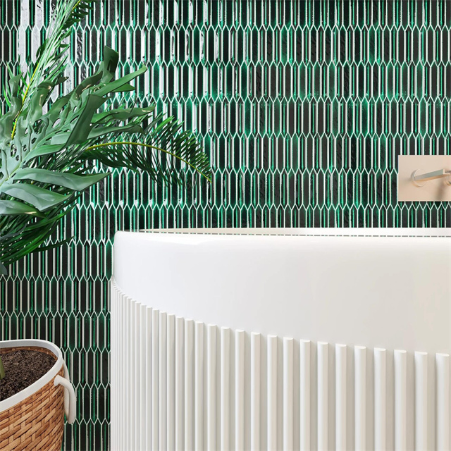 Foshan 312*285mm Bathroom Kitchen Backsplash Glazed Glossy Ceramic Subway Wall