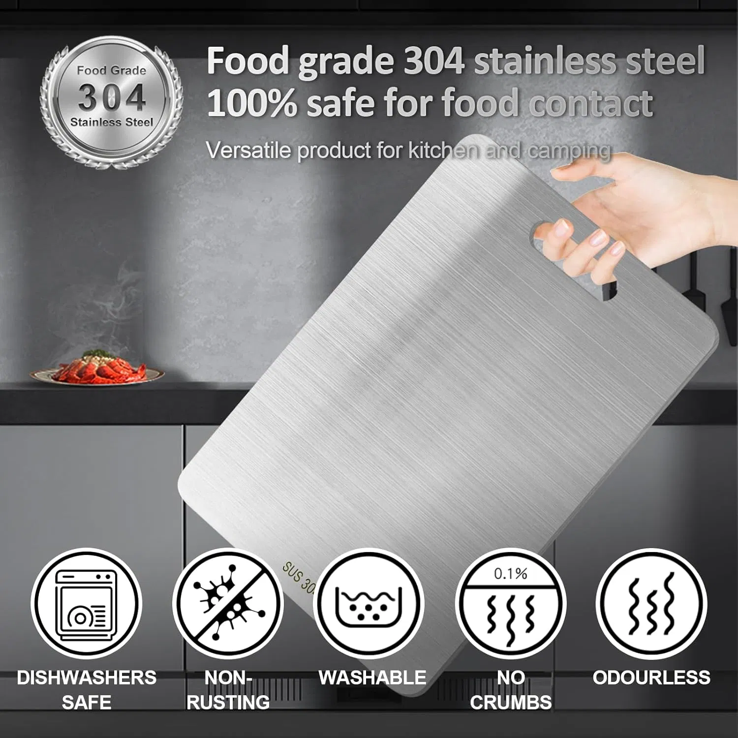 Stainless Steel Double-Sided Kitchen Cutting Board