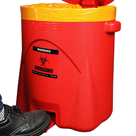 Sysbel 14 Gal / 53 L Sysbel Biohazard Waste Can, Construsted of Polyethylene (PE) , Red