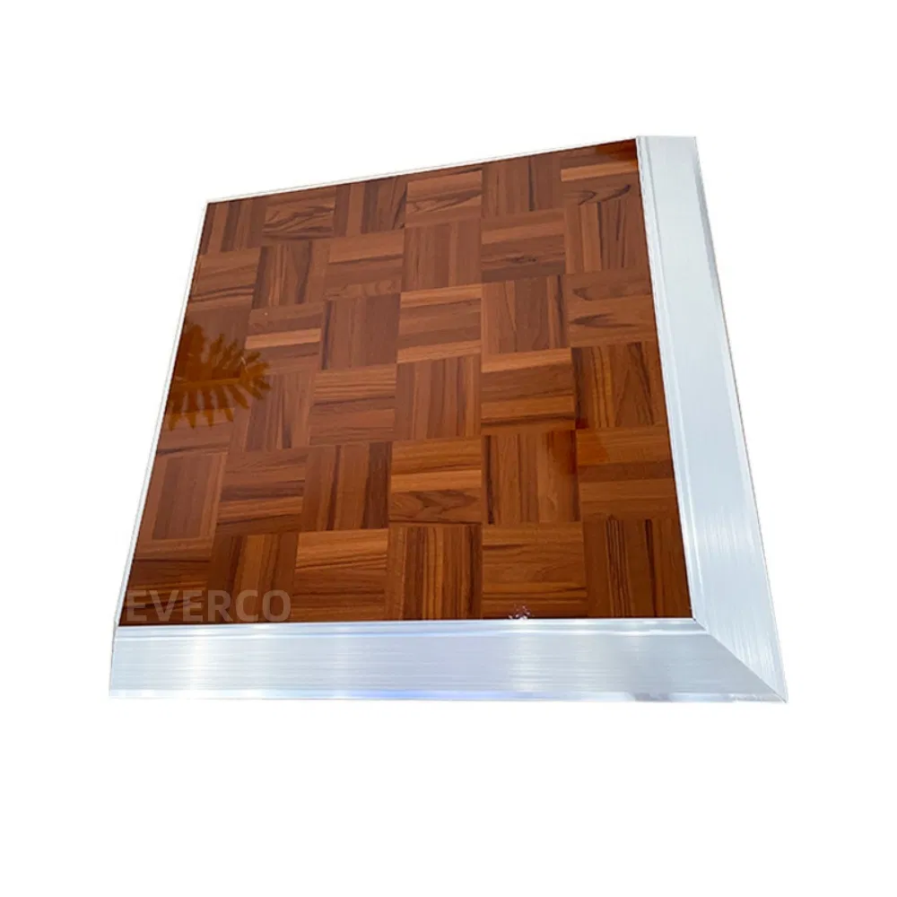 Quick Assembly Modular Glossy Teak Wood Portable Dance Floor for Rental Companies Weddings Events Flooring