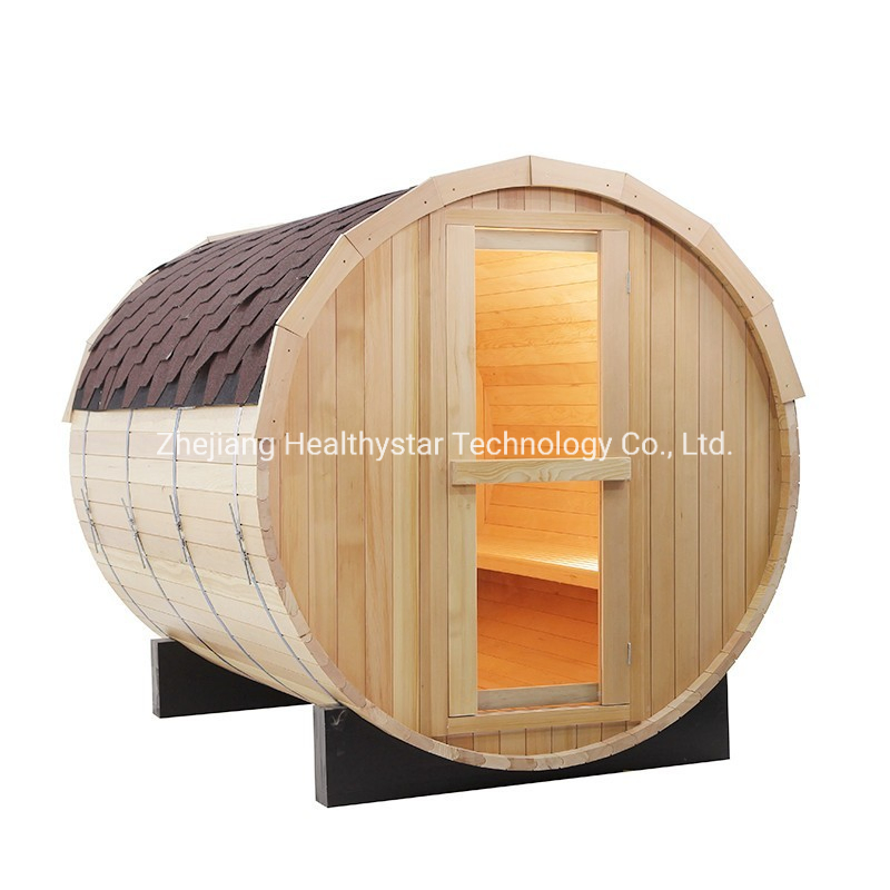 4 Person Redwood Outdoors Barrel Sauna with Rain Cover