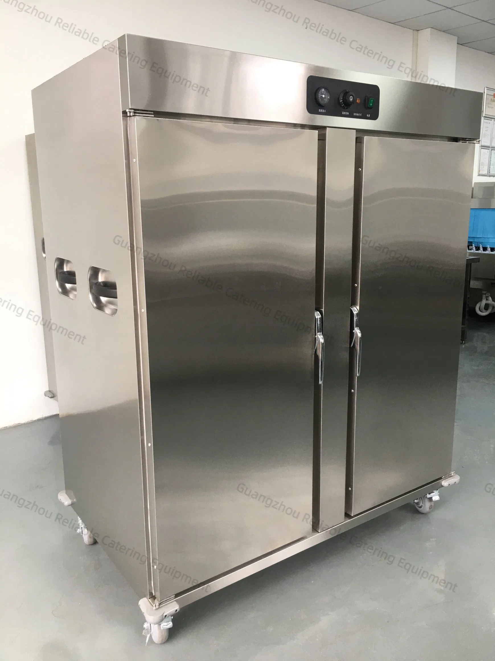 Commercial Kitchen Approved 2-Door Food Warmer Trolley with Digital Thermostat Adjustable Shelves and Locking Wheels