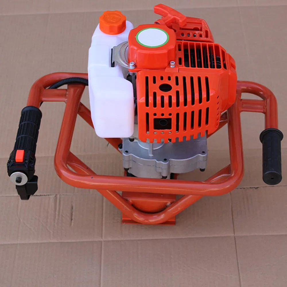 2 Stroke 52cc Gasoline Petrol One Man/Two Man Operate Handheld Handpush Tree Planting Hole Digger with 44-5 Engine with Brake System Quick Stop
