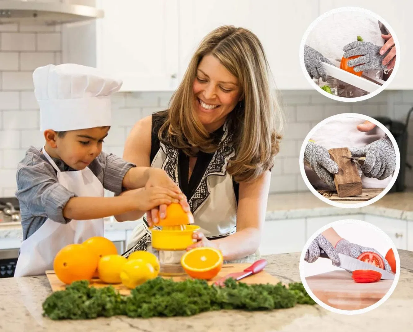Children Hands Protection Hppe Steamless Knitted Cut Resistant A4 Safety Gloves