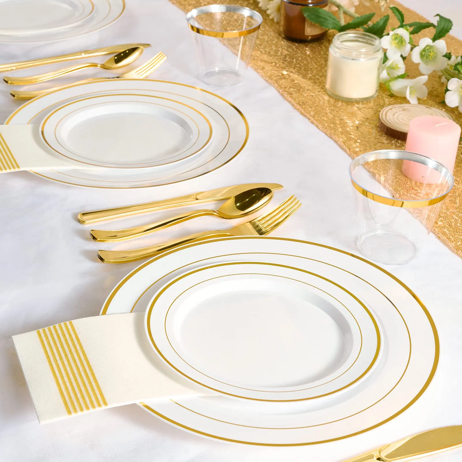 Wholesale Gold Plates Disposable Gold Rim Plastic Party Plates