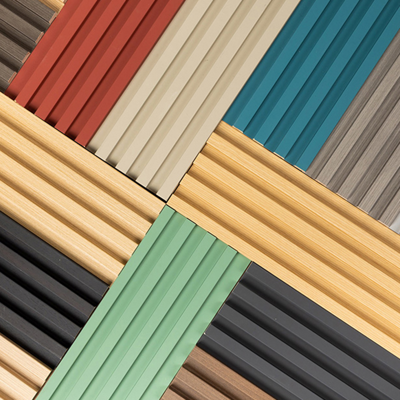 Wholesale Interior Decorative Bamboo Charcoal Wood Veneer WPC Slat Paneling Fluted Wall Cladding Integrated PVC Wooden Louver Panel