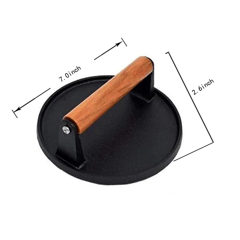 Round Shape Cast Iron Bacon Press Meat Burger Press Chinese Factory Direct Supply