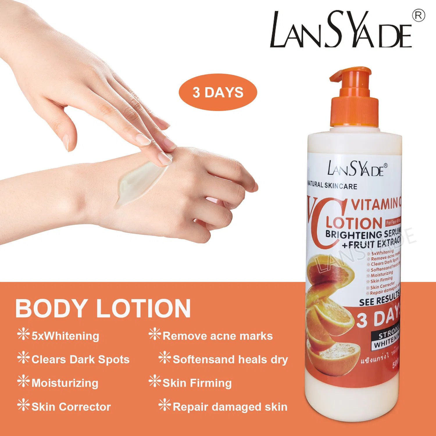 Vitamin C Body Lotion Full Body Moisturizing Brightening Nourishing Rejuvenating Lotion 500ml
