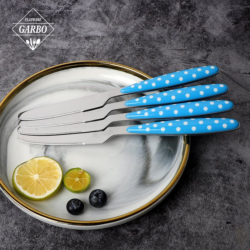 Factory Cheap 410ss Mirror Polished Stainless Steel Dinner Knife with Plastic Handle