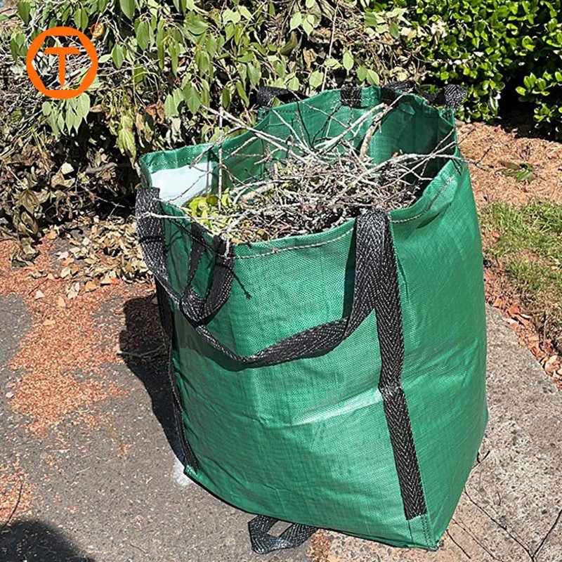 Heavy Duty Multipurpose Storage Tote PP Square Leaf Collector Garden Waste Bag with Handles