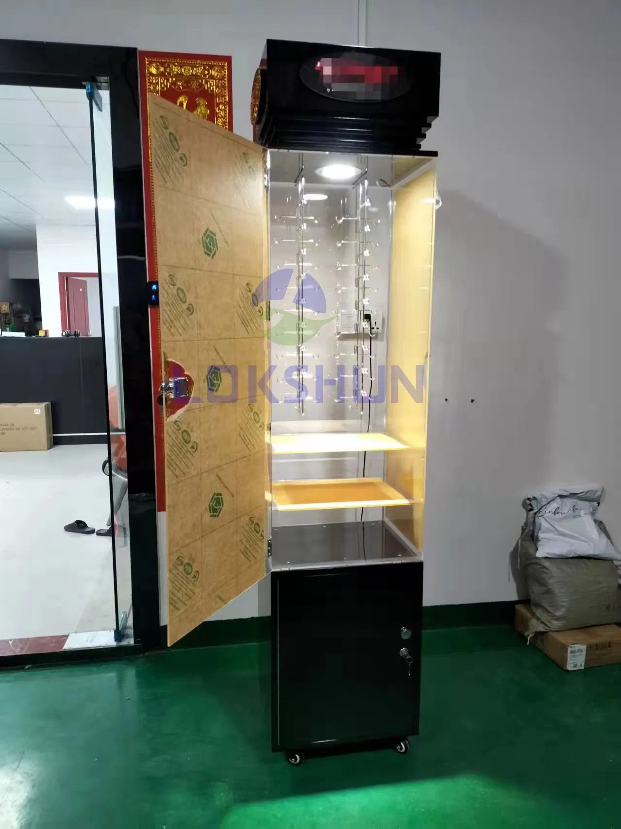 Rotary Acrylic Sunglass Eyewear Display Stand LED Spinning Wooden Display OEM Factory