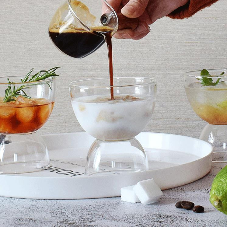 Modern Design Glass Juice Yogurt Coffee Ice Cream Cup Summer Household Bantam Dessert Bowl Colored Borosilicate Glass