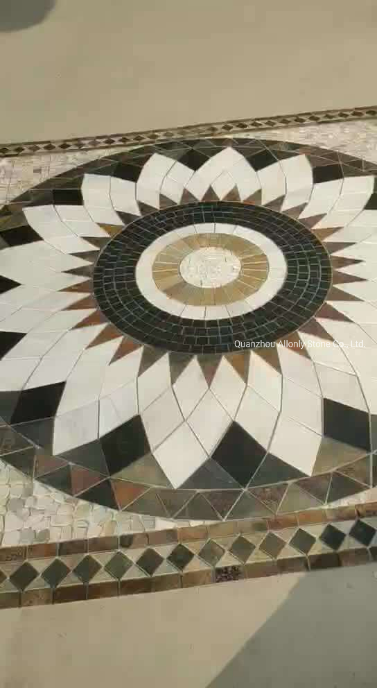 Round Design Slate Multicolor Tile Mosaic Medallion Floor Patterns for Outdoor Flooring